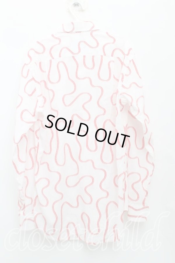 画像2: ヴィヴィアンウエストウッド MAN 中古 / スクイグルシャツ 46（M） 白ｘ赤  H-25-08-10-009-bl-OD-ZH (2)