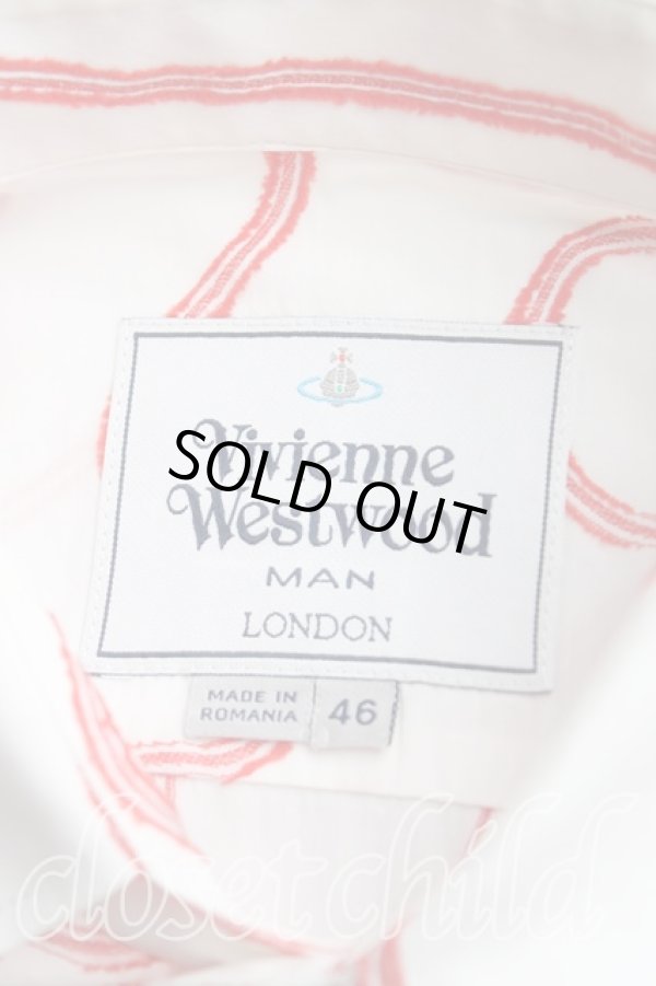 画像3: ヴィヴィアンウエストウッド MAN 中古 / スクイグルシャツ 46（M） 白ｘ赤  H-25-08-10-009-bl-OD-ZH (3)