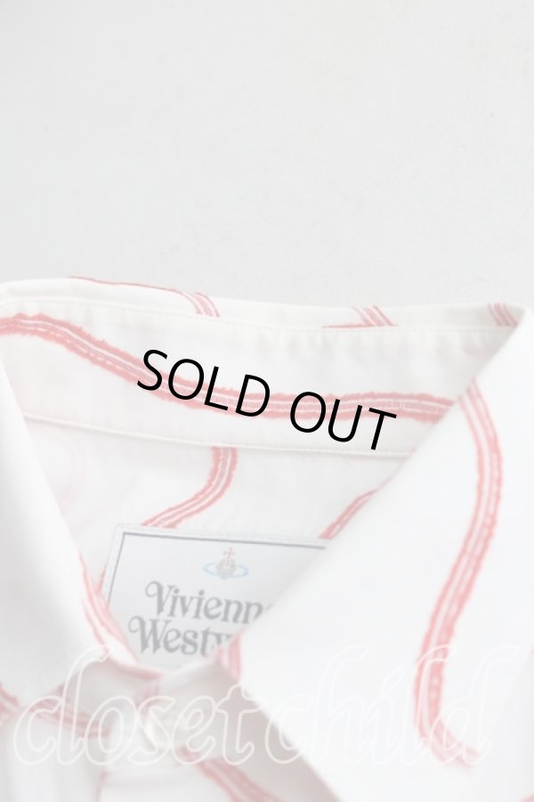 画像5: ヴィヴィアンウエストウッド MAN 中古 / スクイグルシャツ 46（M） 白ｘ赤  H-25-08-10-009-bl-OD-ZH (5)