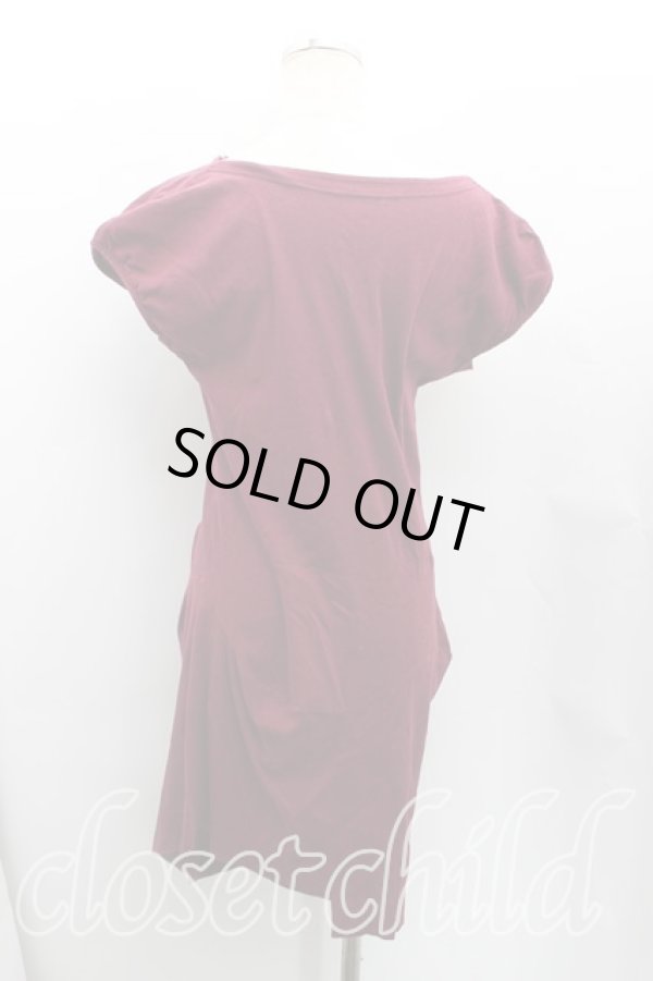 画像2: ヴィヴィアンウエストウッド 中古 / 単色オーブ刺繍カットソーワンピ 2（9号） エンジ  H-25-08-10-002-op-OD-ZH (2)