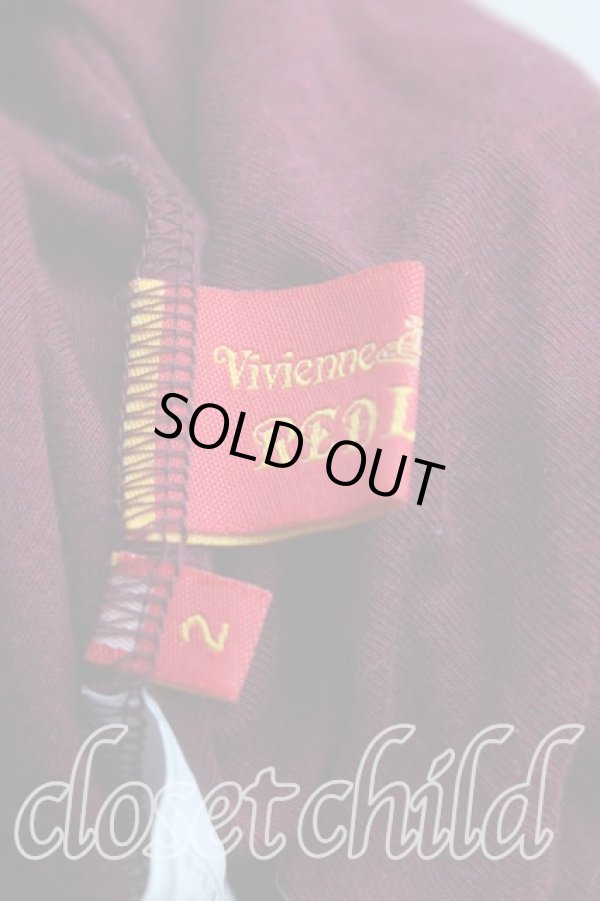 画像3: ヴィヴィアンウエストウッド 中古 / 単色オーブ刺繍カットソーワンピ 2（9号） エンジ  H-25-08-10-002-op-OD-ZH (3)