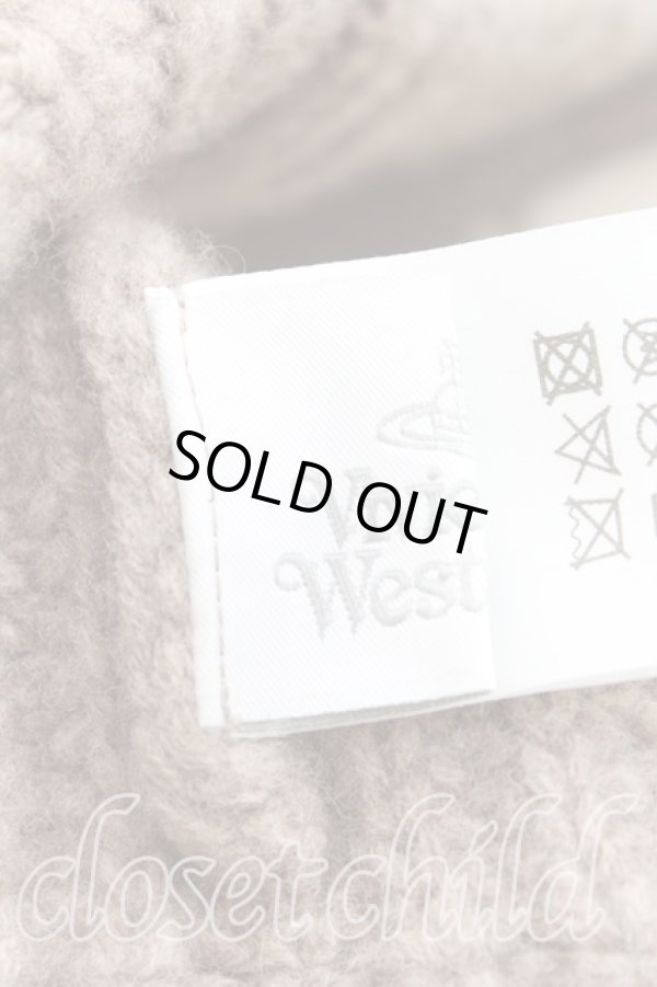 画像4: ヴィヴィアンウエストウッド 中古 / バイカラーニット帽  茶×クリーム  H-25-08-17-019-ha-IN-ZH (4)