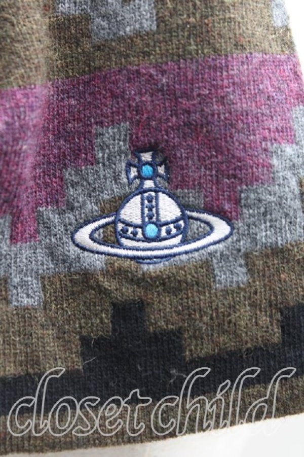 画像2: ヴィヴィアンウエストウッド 中古 / マフラー  緑×紫  H-25-08-17-021-gd-IN-ZH (2)