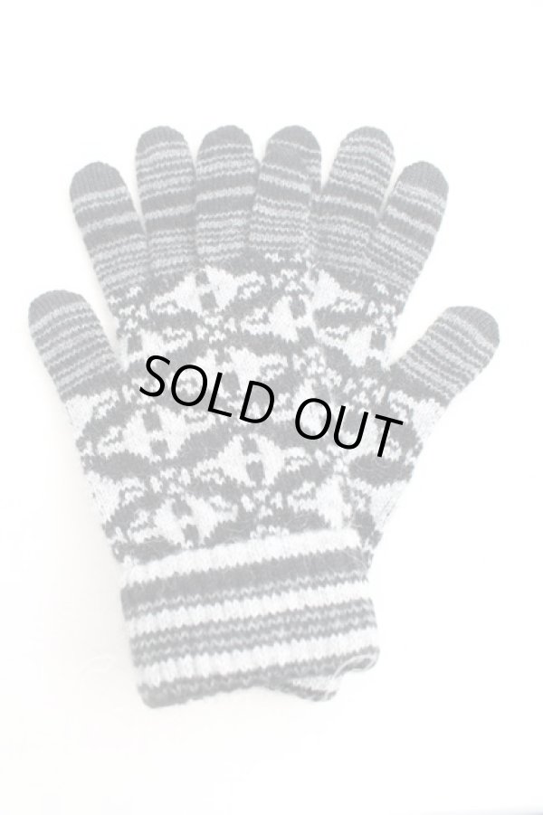 画像2: ヴィヴィアンウエストウッド 中古 / オーブ総柄手袋  黒  H-25-08-17-022-gd-IN-ZH (2)