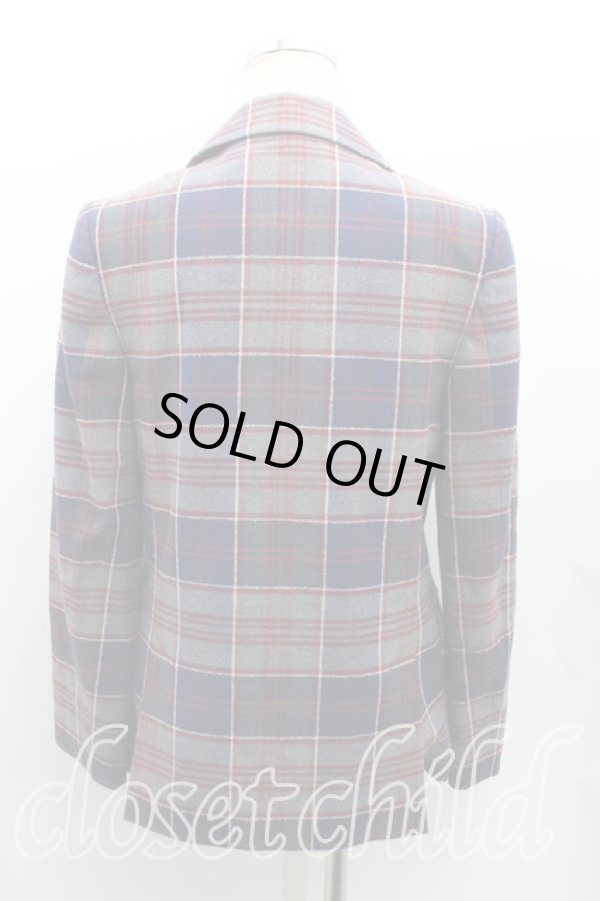 画像2: ヴィヴィアンウエストウッド 中古 / タータンチェックダブルジャケット S 紺  H-25-08-17-001-jc-IN-ZH (2)