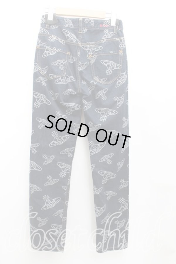 画像2: ヴィヴィアンウエストウッド 中古 / ORBジャカードデニム スリムパンツ 01（7号） インディゴ  H-25-08-17-046-pa-OD-ZH (2)