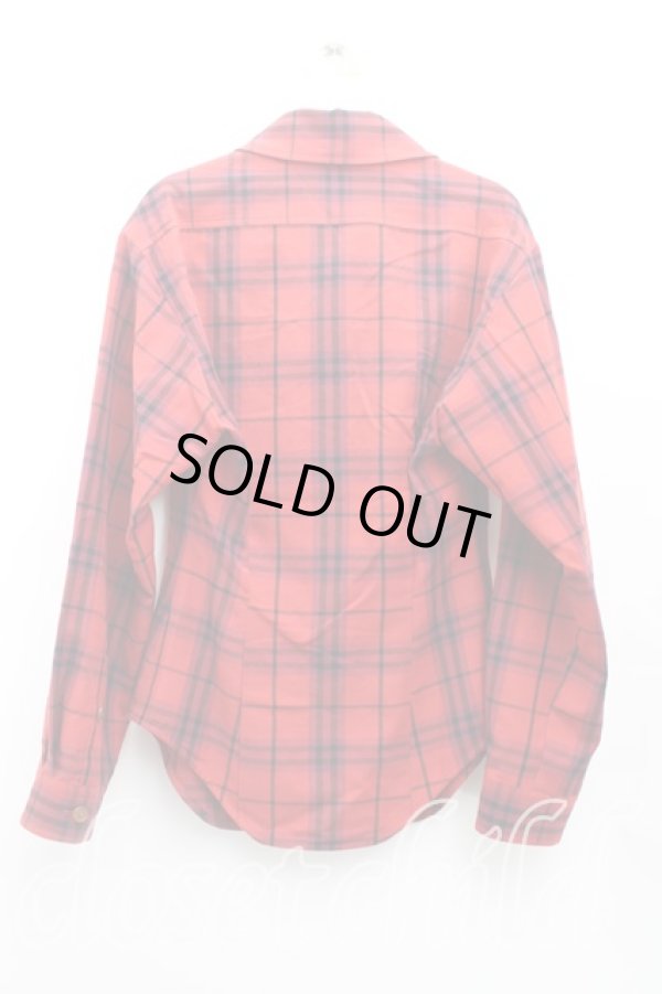 画像2: ヴィヴィアンウエストウッド 中古 / オーブ刺繍タータンチェックシャツ 00（ワンサイズ） 赤  H-25-08-17-048-bl-IN-ZH (2)