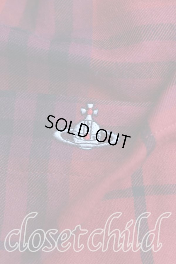 画像6: ヴィヴィアンウエストウッド 中古 / オーブ刺繍タータンチェックシャツ 00（ワンサイズ） 赤  H-25-08-17-048-bl-IN-ZH (6)