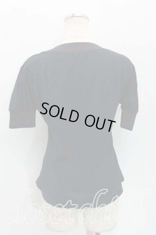 画像2: ヴィヴィアンウエストウッド 中古 / 単色オーブ刺繍リブ切替トップス  紺  H-25-08-17-012-to-IN-ZH (2)