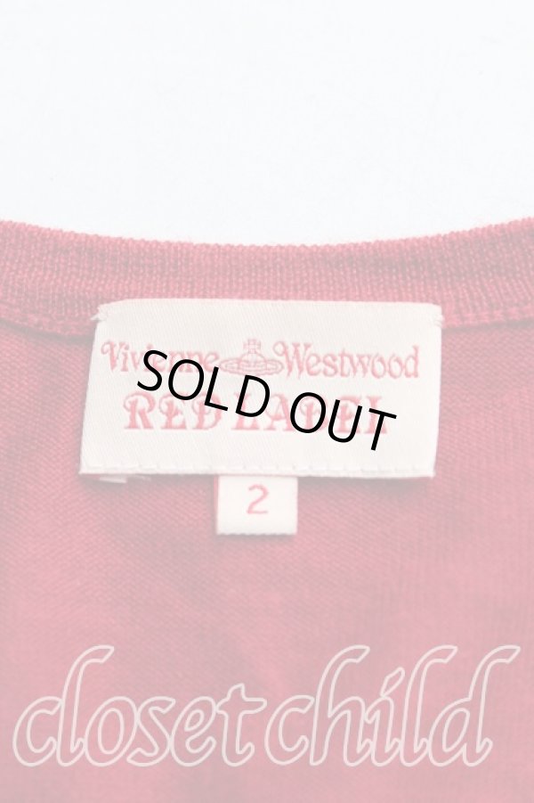 画像3: ヴィヴィアンウエストウッド 中古 / エッセンシャルオーブ刺繍カーディガン 2（9号） 赤  H-25-08-24-025-to-OD-ZH (3)