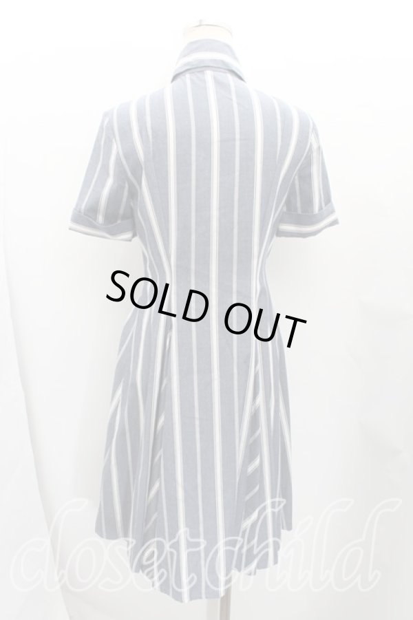 画像2: ヴィヴィアンウエストウッド 中古 / ストライプシャツワンピース 2（9号） 灰  H-25-08-24-004-op-OD-ZH (2)