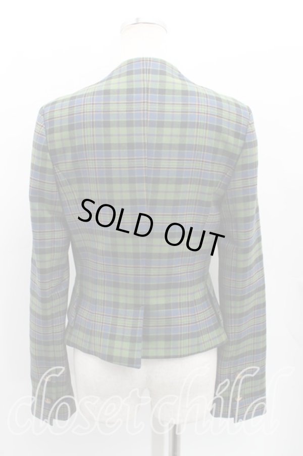 画像2: ヴィヴィアンウエストウッド 中古 / タータンチェック変形ジャケット 40（9号） 緑  H-25-08-24-001-jc-OD-ZH (2)