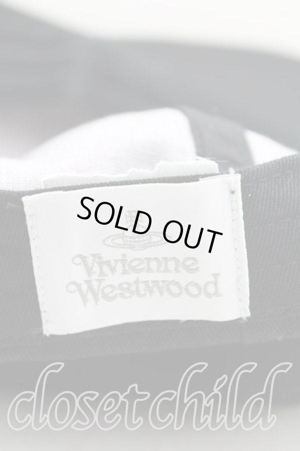 画像4: ヴィヴィアンウエストウッド 中古 / ラインオーブ刺繍キャップ  黒  H-25-08-24-048-ha-IN-ZH (4)