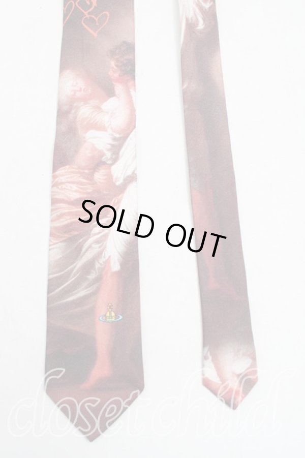 画像2: ヴィヴィアンウエストウッド 中古 / 絵画ネクタイ  茶  H-25-08-24-062-gd-IN-ZH (2)