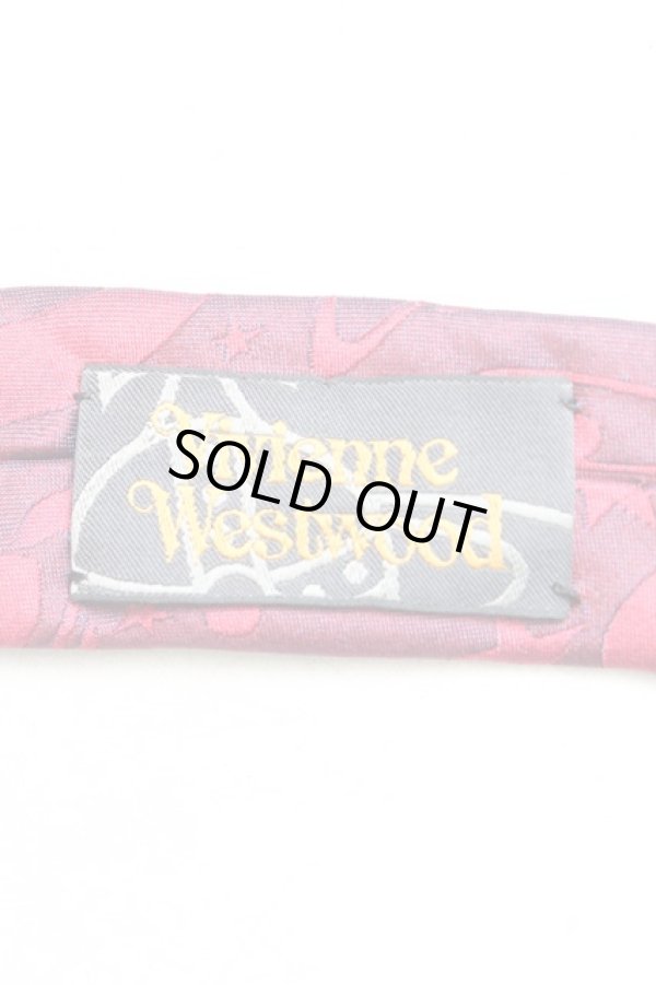 画像3: ヴィヴィアンウエストウッド 中古 / サーカス柄ネクタイ  赤  H-25-08-24-066-gd-IN-ZH (3)