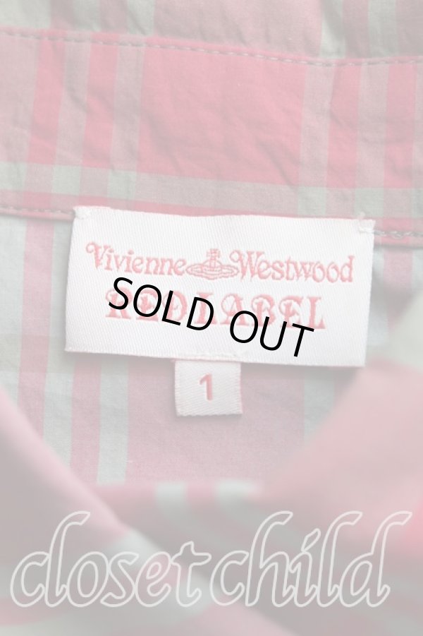 画像3: ヴィヴィアンウエストウッド 中古 / タータンチェックフリル半袖シャツ 1（7号） 赤  H-25-08-24-009-bl-IN-ZH (3)