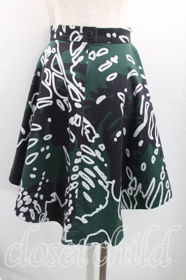 画像2: ANGLOMANIA 中古 / 総柄フレアスカート 38（7号） 緑  H-25-08-24-010-sk-OD-ZH (2)