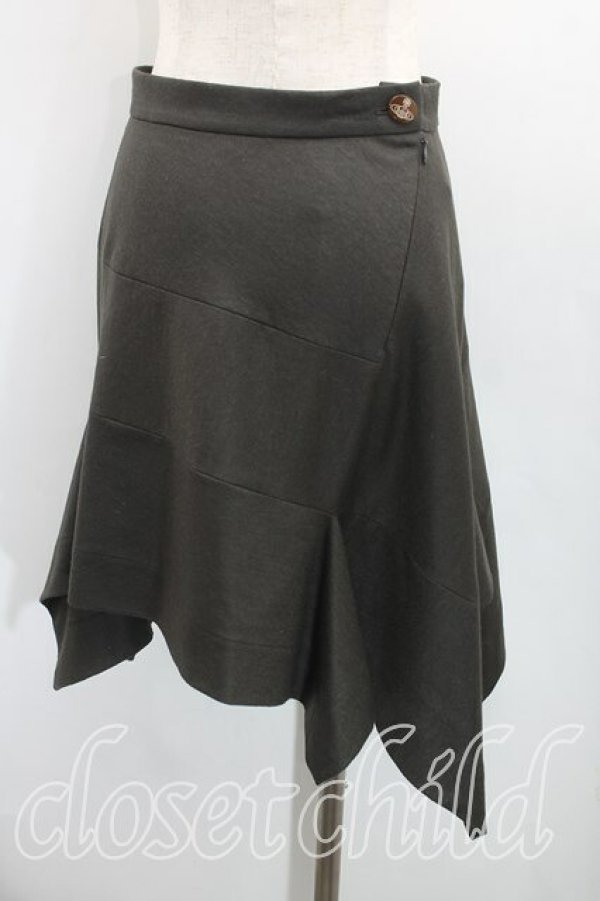 画像2: ヴィヴィアンウエストウッド 中古 / イレギュラースカート 1（7号） カーキ  H-25-08-24-011-sk-OD-ZH (2)