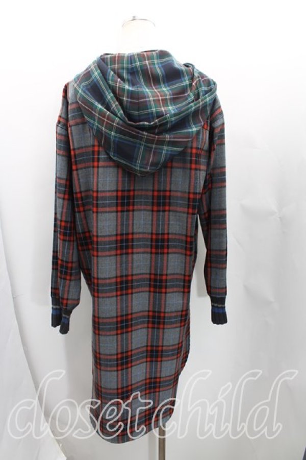 画像2: ヴィヴィアンウエストウッド 中古 / TARTAN CHECK フード付キコート 44(メンズS) 緑×灰  H-25-08-31-004-co-IN-ZH (2)