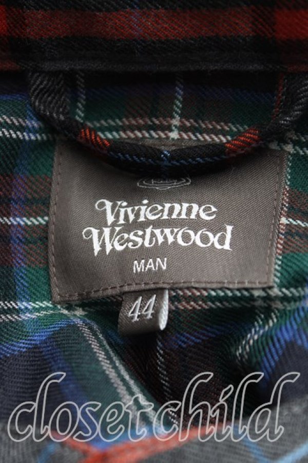 画像3: ヴィヴィアンウエストウッド 中古 / TARTAN CHECK フード付キコート 44(メンズS) 緑×灰  H-25-08-31-004-co-IN-ZH (3)
