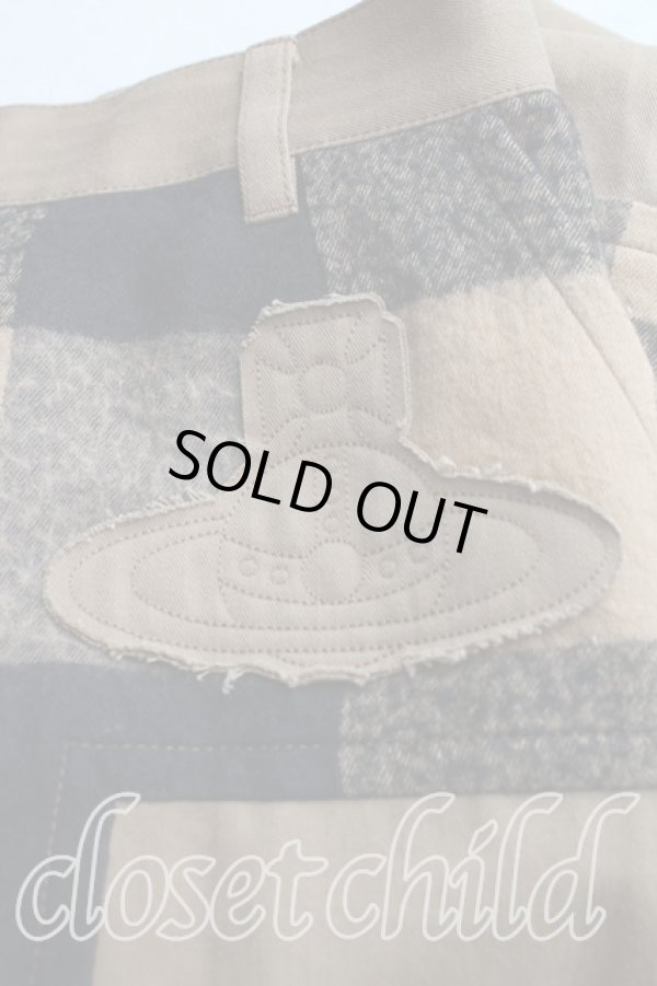 画像6: ヴィヴィアンウエストウッド 中古 / ミドルブロックチェックパッチパンツ 02(9号) 茶  H-25-08-31-007-pa-IN-ZH (6)