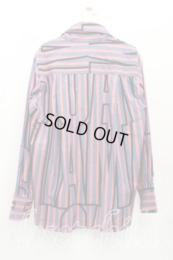 画像2: ANGLOMANIA 中古 / ロゴptストライプシャツ 38(M) 青×赤  H-25-08-31-008-bl-IN-ZH (2)