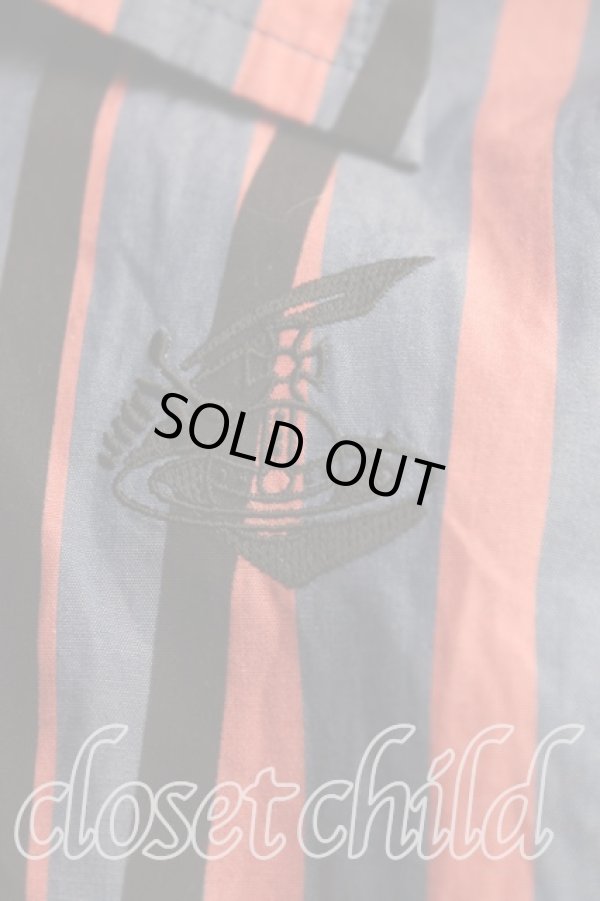 画像6: ANGLOMANIA 中古 / ロゴptストライプシャツ 38(M) 青×赤  H-25-08-31-008-bl-IN-ZH (6)