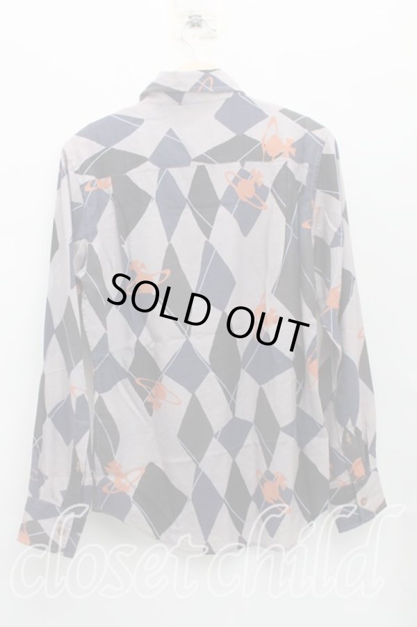 画像2: ヴィヴィアンウエストウッド MAN 中古 / ハーレークインシャツ 44（メンズS） 紫  H-25-09-07-033-bl-OD-ZH (2)