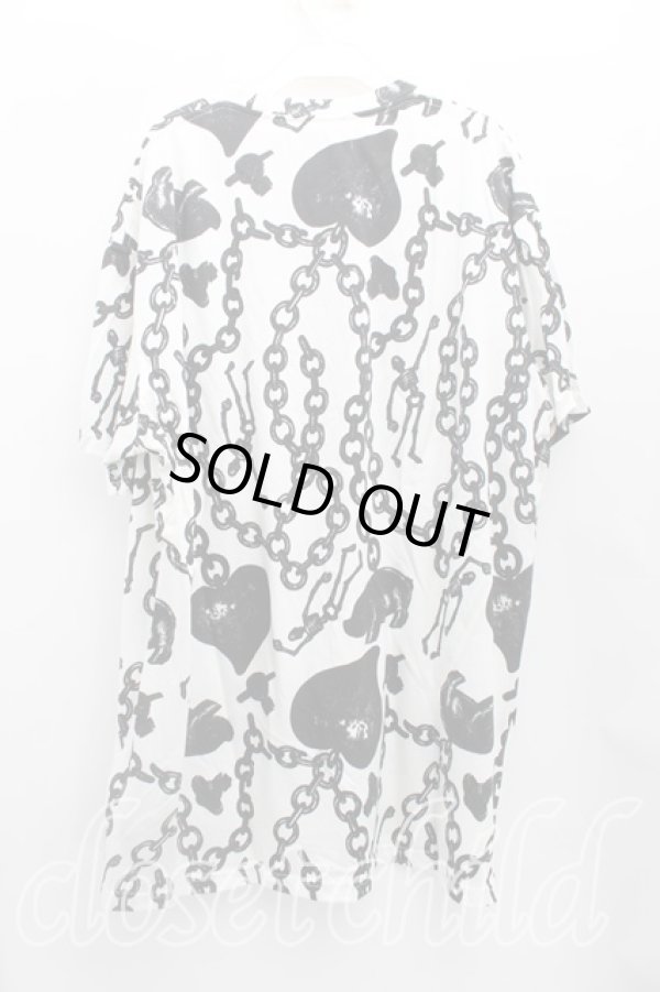 画像2: ヴィヴィアンウエストウッド 中古 / ハートチェーンオーバーサイズTシャツ S 白ｘ黒  H-25-09-07-034-ts-OD-ZH (2)