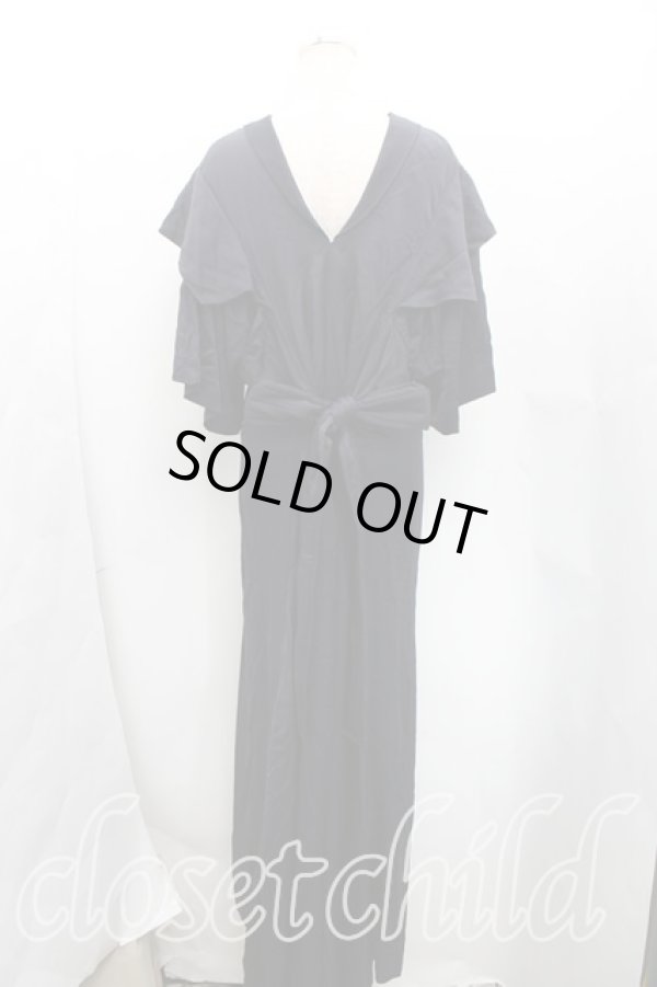 画像2: ANGLOMANIA 中古 / ウエストベルトロングドレス XS 紺  H-25-09-07-002-op-IN-ZH (2)