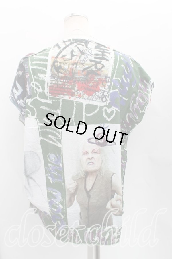 画像2: ヴィヴィアンウエストウッド 中古 / カードptスクエアTシャツ OS 緑  H-25-09-07-017-ts-IN-ZH (2)