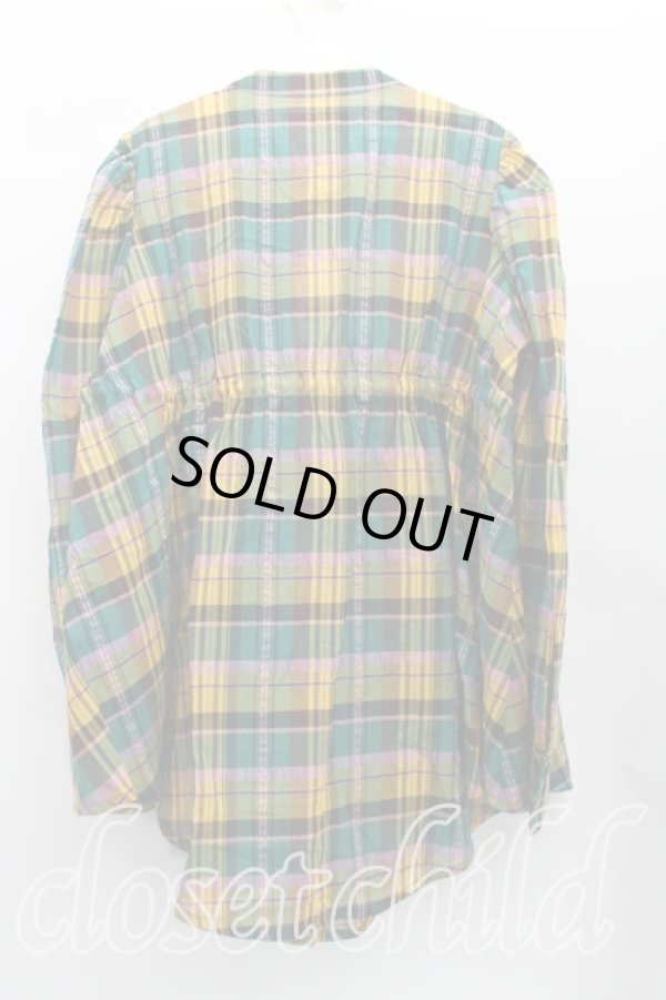 画像2: ヴィヴィアンウエストウッド 中古 / タータンチェックギャザーシャツ 00（ワンサイズ） 緑ｘ黄色  H-25-09-14-003-bl-OD-ZH (2)