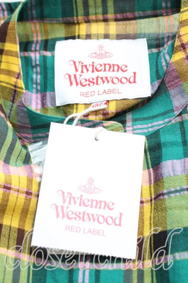 画像3: ヴィヴィアンウエストウッド 中古 / タータンチェックギャザーシャツ 00(ワンサイズ) 緑x黄色  H-25-09-14-003-bl-OD-ZH (3)