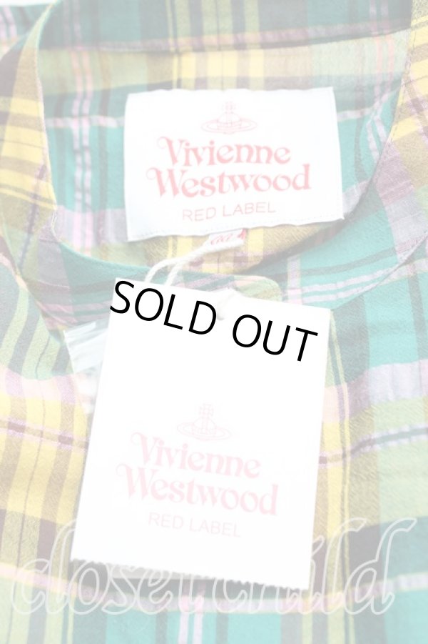 画像3: ヴィヴィアンウエストウッド 中古 / タータンチェックギャザーシャツ 00（ワンサイズ） 緑ｘ黄色  H-25-09-14-003-bl-OD-ZH (3)