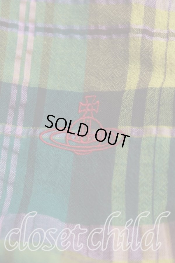 画像6: ヴィヴィアンウエストウッド 中古 / タータンチェックギャザーシャツ 00（ワンサイズ） 緑ｘ黄色  H-25-09-14-003-bl-OD-ZH (6)