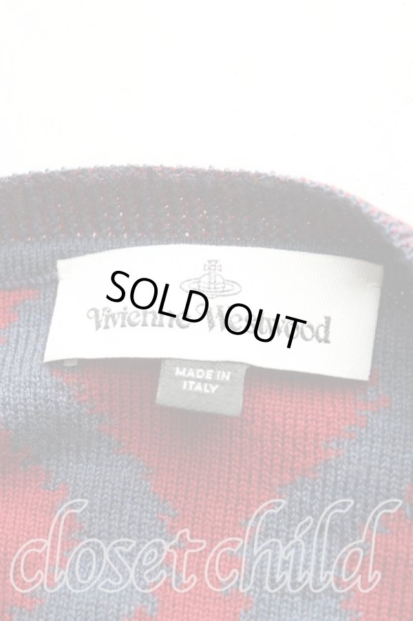 画像3: ヴィヴィアンウエストウッド 中古 / LADY ラウンドネックカーディガン S 紺x赤  H-25-09-14-037-to-OD-ZH (3)