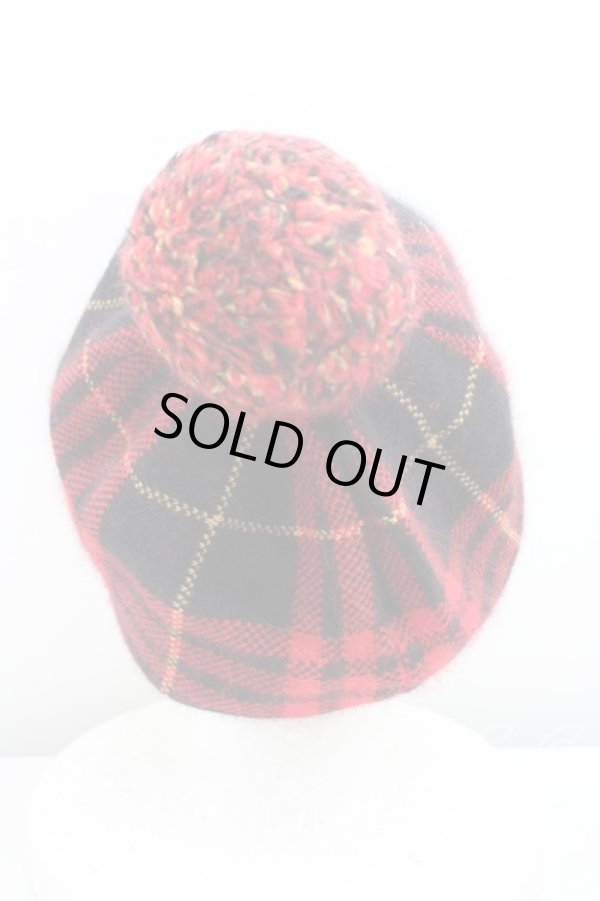 画像3: ヴィヴィアンウエストウッド 中古 / タータンチェックベレー帽  赤  H-25-09-14-053-ha-OD-ZH (3)