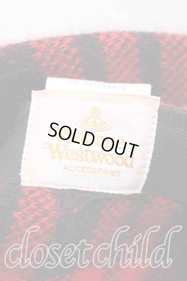 画像4: ヴィヴィアンウエストウッド 中古 / タータンチェックベレー帽  赤  H-25-09-14-053-ha-OD-ZH (4)