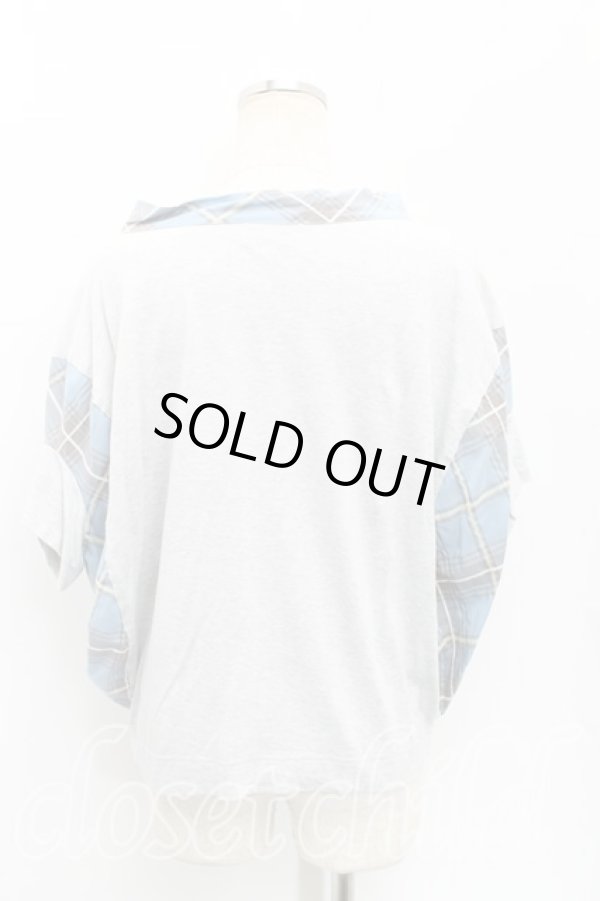 画像2: ヴィヴィアンウエストウッド 中古 / タータンチェック切リ替エ半袖カットソー 2（9号） 青ｘ灰  H-25-09-21-023-to-OD-ZH (2)