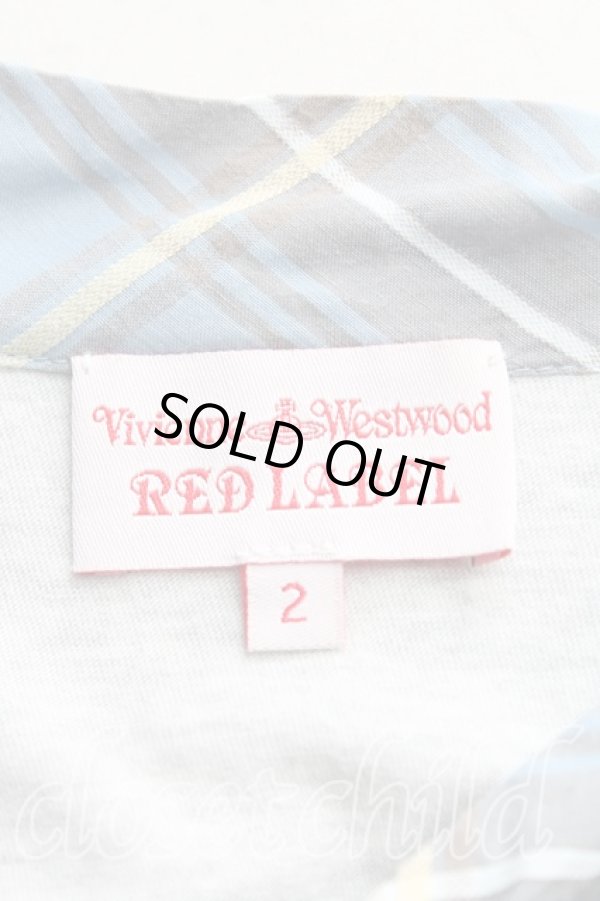 画像3: ヴィヴィアンウエストウッド 中古 / タータンチェック切リ替エ半袖カットソー 2（9号） 青ｘ灰  H-25-09-21-023-to-OD-ZH (3)