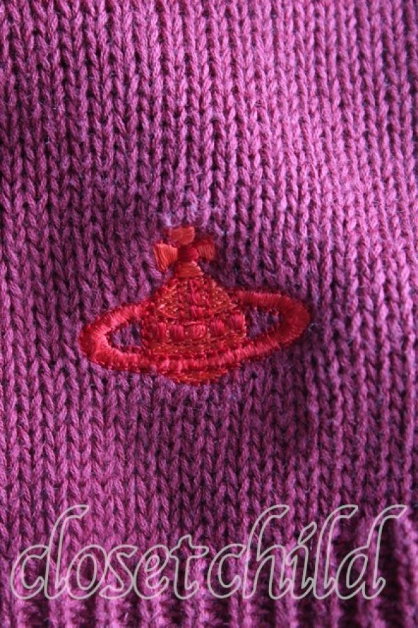 画像6: ヴィヴィアンウエストウッド 中古 / ラメハートニット 2（9号） エンジ  H-25-09-21-028-to-OD-ZH (6)