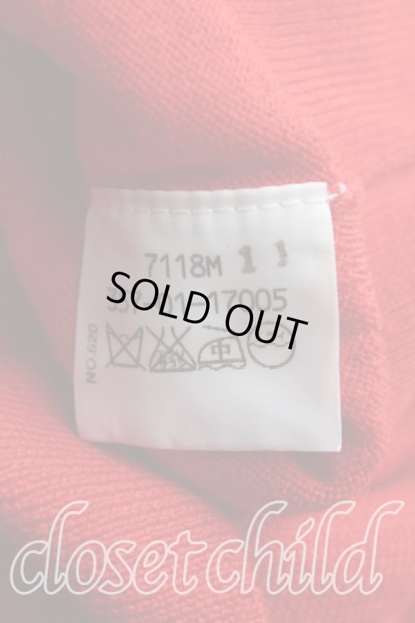画像4: ヴィヴィアンウエストウッド 中古 / 単色オーブ刺繍ラウンドネックニット 2(9号) 赤  H-25-09-21-029-to-IN-ZH (4)