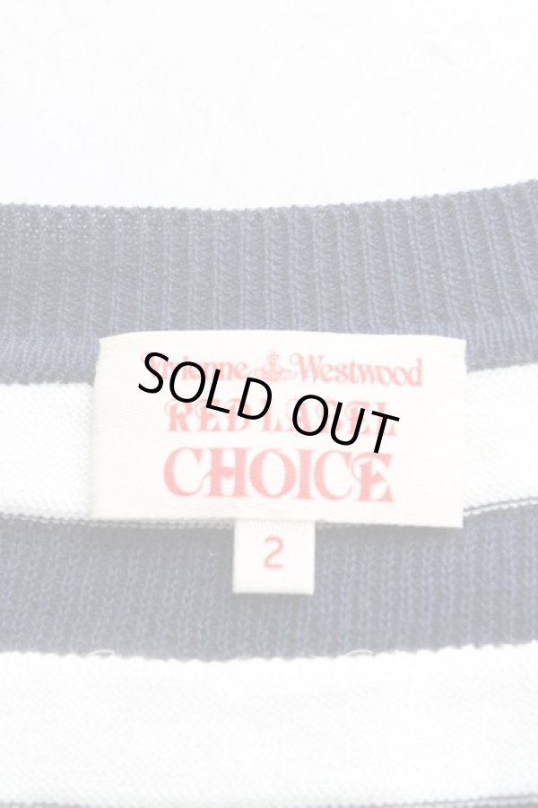 画像3: ヴィヴィアンウエストウッド 中古 / 単色オーブ刺繍ボーダーサマーカーディガン 2(9号) 白×紺  H-25-09-21-030-to-IN-ZH (3)