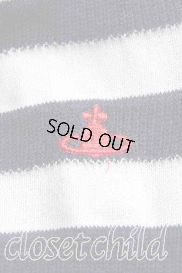 画像6: ヴィヴィアンウエストウッド 中古 / 単色オーブ刺繍ボーダーサマーカーディガン 2(9号) 白×紺  H-25-09-21-030-to-IN-ZH (6)