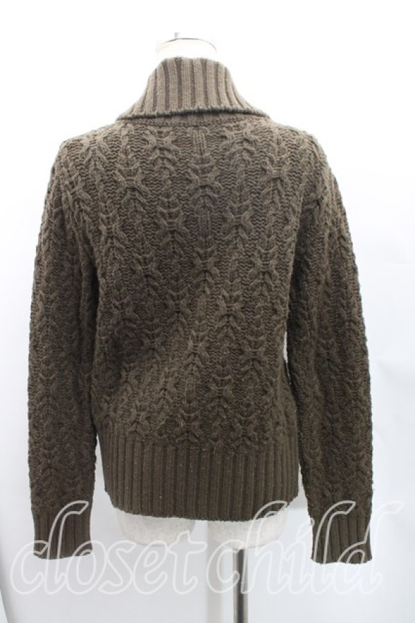 画像2: ヴィヴィアンウエストウッド 中古 / ケーブルニットジャケット 2（9号） カーキ  H-25-09-21-001-jc-OD-ZH (2)