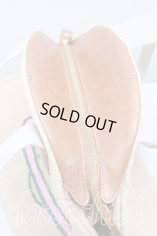 画像5: ヴィヴィアンウエストウッド 中古 / オーブ刺繍ストローヤスミンバッグ  茶  H-25-09-21-048-ba-IN-ZH (5)