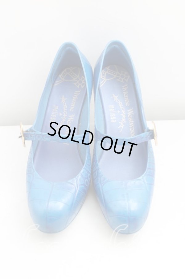 画像2: ヴィヴィアンウエストウッド×Melissa 中古 / ハートバックルクロコシューズ EU38（24cm） 青  H-25-09-21-061-sh-OD-ZH (2)