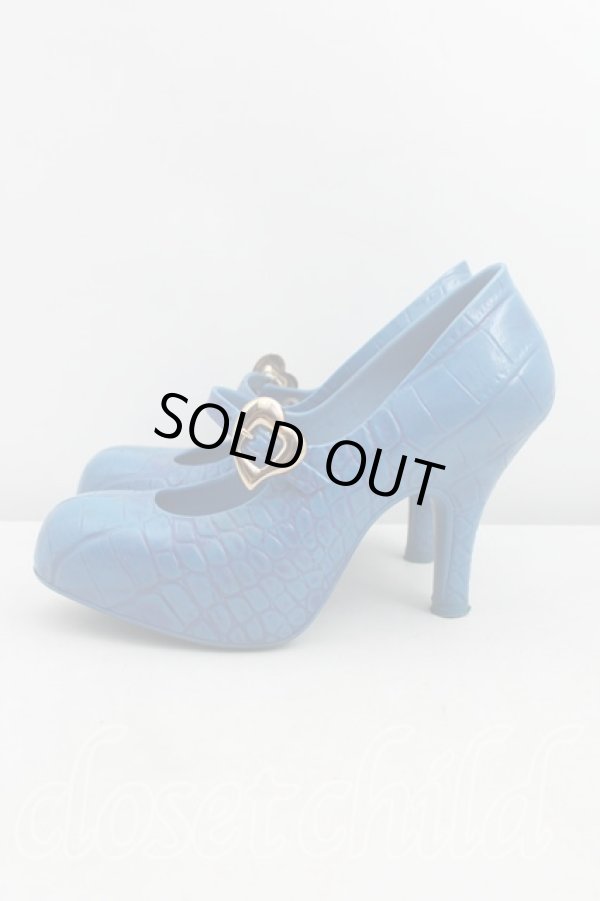 画像3: ヴィヴィアンウエストウッド×Melissa 中古 / ハートバックルクロコシューズ EU38（24cm） 青  H-25-09-21-061-sh-OD-ZH (3)