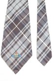 画像2: ヴィヴィアンウエストウッド 中古 / タータンチェックファットタイ  灰  H-25-09-21-067-gd-OD-ZH (2)