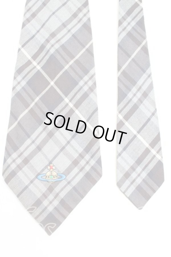 画像2: ヴィヴィアンウエストウッド 中古 / タータンチェックファットタイ  灰  H-25-09-21-067-gd-OD-ZH (2)